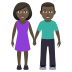 👫🏿 woman and man holding hands: dark skin tone display on JoyPixels